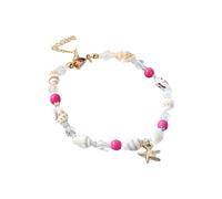 Automatic Watch Leather Bracelet Men's Natural and Shell Anklet, Fashion Handwoven Blue Pearl and Rice Pearl Bracelet, Bracelet and Anklet, Adjustable Mother of the Bride (B, One Size)