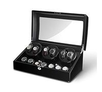 Automatic Watch Winder Box 4+6 Wood Shell Piano Paint Exterior 4 Rotation Modes Dual Power Supply Quiet Motor Beautiful Home