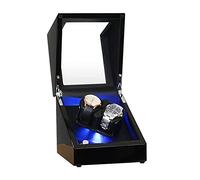 Automatic Watch Winder Box for 2 Watches, Double Watch Winder Case with Blue LED Backlight Motor and Dual Power Supply,5 Roation Modes