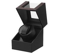 Automatic Watch Winder Box, Luxury Single Watch Winder, Watch Case with Quiet Mabuchi Motor, Battery Operated or Power Supply, PU Leather, Carbon fibre