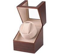 Automatic Watch Winder Box, Luxury Single Watch Winder, Watch Case with Quiet Mabuchi Motor, Battery Operated or Power Supply, PU Leather, Colour of the wood grain