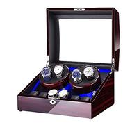 Automatic Watch Winder Box Storage Display Clear Glass Top 4 Rotation Mode Super Quiet Motor Piano Finish