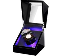 Automatic Watch Winder Double Watches Winder Box with Led Light Flexible Watch Pillow ac Adapter and Battery Powered Accessories, Red+White,