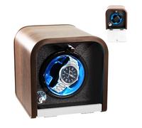 Automatic Watch Winder, Single Watch Winder with 4 Rotation Modes/Blue LED Light/Smart Stop Technology/Foam Lining/Silent Motor/Wooden Display Case for Automatic Watches