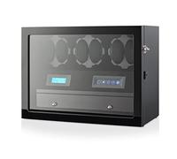 Automatic Watch Winder with 6 Storage Slots, LED Light and Automatic Motor-Stop Option, Black + Black, Leader Watch Winders