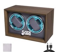 Automatic Watch Winder with LED Light Soft Flexible Watch Pillow AC Adapter Quiet Motor 4 Rotation Modes 2 Slots
