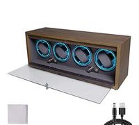 Automatic Watch Winder with LED Light Soft Flexible Watch Pillow AC Adapter Quiet Motor 4 Rotation Modes 4 Slots