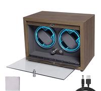 Automatic Watch Winder with LED Light Soft Flexible Watch Pillow AC Adapter Quiet Motor 4 Rotation Modes 2 Slots