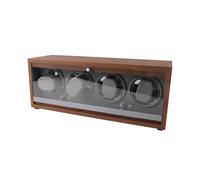 Automatic Watch Winders, Black Walnut Grain Wood Watch Winder Box, 4 Watch Positions with High Elasticity Memory Foam Pillows, Quiet Motor for Mechanical Manual Watches, Travel Wat (Glass Door 4