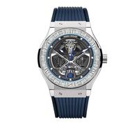 Automatic Watches for Men, Skeleton Watches for Men Analog Tourbillon Watch Starry Sky Dial 12-Hour Small Dial Moon Phase Mechanical Watch Blue Leather Strap…, 6552-Color Diamond Black Needle, Modern