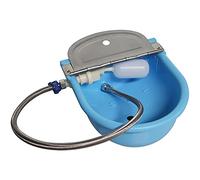 Automatic Water Bowl Plastic Livestock Stainless Steel Cover Waterer Dog Drinking Cattle Horse Drinker with Float Valve,Drain Plug and 1/2 Inch Pipe (Blue)