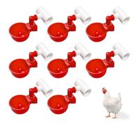 Automatic Water Dispenser Cups for Poultry, Self Filling Chicken Drinker with PVC T Joints for 1/2 Inch Pipes, Farm Pigeon Goose Bird Turkey Feeder Waterer (Pack of 8)