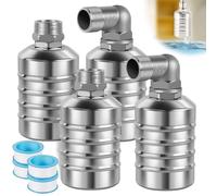 Automatic Water Level Control Float Valve, 1/2" and 3/4" Stainless Steel Water Float Valve for Fish Ponds, Pools, Livestock Troughs, Distiller(4pcs)