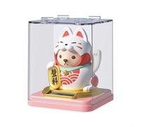 Automatic Waving Lucky Cat Figurine with Light Sensing Solar Power for Car Accessories Desk Ornaments Plastic Material (E)