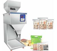 Automatic Weighing Filling Machine for Powder and Granular Packing, 10-999g Capacity, Foot Pedal Control for Beans, Seeds, Grains, Tea, and Candy