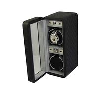 Automatic Wood Watch Winder Double Rotation Winders Deluxe Silent Motor Leather Storage 2 Power Supply Mode Antimagnetic-12.5 * 17 36CM