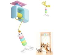 Automatic Yo-Yo Style Cat Toy, 70-Inch Long Hanging Retractable Flying Bird String Cat Toy, Door Interactive Cat Toys for Bored Indoor Cats, Smart Motion Activated String Toy for Exercise (Blue)