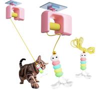 Automatic Yo-Yo Style Cat Toy, Interactive Cat Toy Automatic Retractable Door Hanging Cat Climber, Smart Electric Cat Toy for Indoor Cats, 70-Inch Motion Activated Paws (Pink+1Replacement Head)