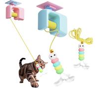 Automatic Yo-Yo Style Cat Toy, Interactive Cat Toy Automatic Retractable Door Hanging Cat Climber, Smart Electric Cat Toy for Indoor Cats, 70-Inch Motion Activated Paws (Blue+1Replacement Head)