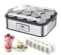 Automatic Yogurt Maker Machine with LCD Display, Adjustable Temperature & Time Control, 12 Glass Jars Included, Ideal for Making Yogurt, Rice Wine, Natto, Healthy Lifestyle Gift