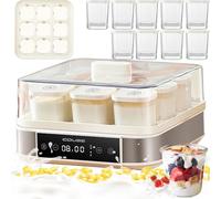 Automatic Yogurt Maker With 9pcs 170ml Glass Jars, Adjustable Temperature & Time Control Yogurt Maker, 40w Stainless Steel Fermentation Machine For Yoghurt, Greek Yoghurt, Bread, Natto, Rice Wine