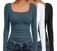 AUTOMET 3 Pack Womens Long Sleeve Shirts Fall Fashion Scoop Neck Crop Tops Basic Layer Slim Fit Y2K Clothes, Black,white,haze Blue, XL