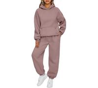 AUTOMET Womens 2 Piece Outfits Lounge Hoodie Sweatsuit Sets Oversized Sweatshirt Baggy Fall Fashion Sweatpants with Pockets, Darkpink, Medium