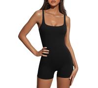 AUTOMET Womens Jumpsuits Unitard Bodysuits One Piece Shorts Rompers Yoga Sleeveless Backless Seamless Bodycon Outfits 2024, Black, X-Large