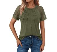 AUTOMET Womens Summer Tops Spring Shirts Trendy Vacation Outfits Short Sleeve Business Tshirts Fashion Casual Blouses, Army Green, L
