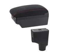 Automobile Arm Rest For Toyota For Yaris 2015-2021 Car Central Storage Modification USB Armrest Box Central Console Storage Box(E1 Red Line)