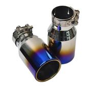 Automobile Exhaust Tailpipe 1 PC Car Blue Burnt Stainless Steel Exhaust End Pipe Flat Curly Edge Muffler Tip Pipe(IN 57 Out 89 mm)
