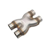 Automobile Exhaust Tailpipe，Car Tail Pipe Muffler H X Tube Car Escape Dual Four Way Adapter Connector For 409 Stainless Steel 51 57 63 76MM(57MM)