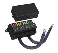 Automotive 12V Fuse Relay Box Pre-Wired With Four 40A Relays And Twelve ATCATO Fuses Front Mount ABS Waterproof Black For Cars Trucks Marine Applications