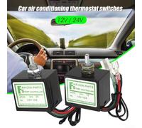 Automotive Air Conditioner Thermostat Switch 12V 24V Electronic Temperature Control for Compressor Power Supply and Ground Wire Connection (12V)