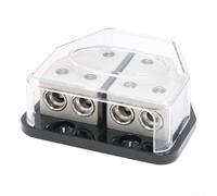Automotive and Marine Audio Power Distribution Block with Fuse Circuit and Protective Cover Compatible with Multiple Gauge Wires (DB19 Black)