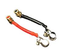 Automotive Battery Extension Cable Pair, LINE LENGTH 10CM | Clamp-to-Post Terminal Layout, Red Positive and Black Polarity Cables, Flexible Vehicle Battery Wiring Route