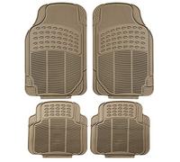 Automotive Floor Mats Tan Beige Universal Fit Heavy Duty Rubber for all weather protection fits most Cars, SUVs, and Trucks, 4 Piece (Full Set Trimmable) FH Group F11305BEIGE
