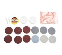 Automotive Glass Polishing Kit for Scratched Windshields Includes Cerium Oxide 20g Backing Pad 50mm Rayon Pads Wool Wheels Sanding Papers Masking Tape