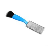 Automotive Interior Cleaning Brush 2-in-1 with Curved ABS Handle, Coral Fleece for Tight Spots and Nylon Bristles for Dust Collection (blue)