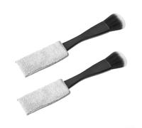 Automotive Interior Cleaning Brush 2-in-1 with Curved ABS Handle, Coral Fleece for Tight Spots and Nylon Bristles for Dust Collection (black)