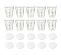 Automotive Paint Mixing Cups, Clear Resin Measuring Cup, Secure Lids, Multi Use Mixing Paint Pigments Epoxy Resins, Graduated Cup for School Projects, Designing, Transparent Material, 10 Piece