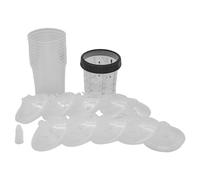 Automotive Paint Mixing Cups - For 400 ml Paint Sprayer with Locking Ring and 5 Caps, Complete Set with 10 Coatings and 10 Lids, Professional Equipment