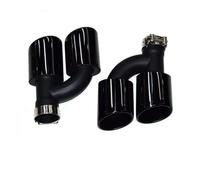 Automotive Pipe For A4 For A5 For A6 For A7 S4 S5 S6 S7 2pcs/set Dual Out Stainless Steel Car Rear Exhaust Pipe Black Muffler Tip 60mm Nozzle(Black)