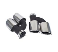 Automotive Pipe For A4 For A5 For A6 For A7 Up S4 S5 S6 S7 2pcs/set Dual Out Stainless Steel Car Rear Exhaust Pipe Black Muffler Tip 60mm Nozzle(Silver)
