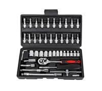 Automotive Repair Hand Tool Set Mechanic's Tool Box, 1/4" Socket Spanner Ratcheting Screwdriver Ratcheting Screwdriver