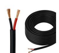 Automotive Round Twin 2 Core Cable 12V/24V Thin Wall Wire for Auto Boat 21A, 1.5mm² (50M Roll)