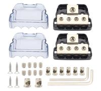 Automotive Sound Wiring Junction Box Power Distribution Unit With 1 0GA Input And Four 4GA Outputs Including Adapters High Conductivity Terminals