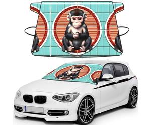 Automotive The silent monkey Printed Windshield Covers Suitable For Most Cars Sedans And Trucks
