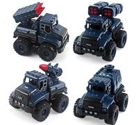 AUTOMP Pull Back Car Toys Set, 4 Pack Military Vehicle Models with Inertia Power, Realistic Design & Rotating Missiles, Durable & Portable Toy Cars for Kids Aged 3 for Boys and Girls