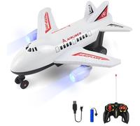 AUTOMP RC Plane Toy - Remote Control Aeroplane Toy with LED Flashing Lights, Indoor & Outdoor Toys Runs on Ground, Birthday Gift for Kids Ages 6+
